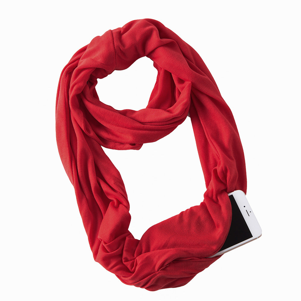Lightweight Multifunctional Infinity Scarf with Hidden Zipper Pockets