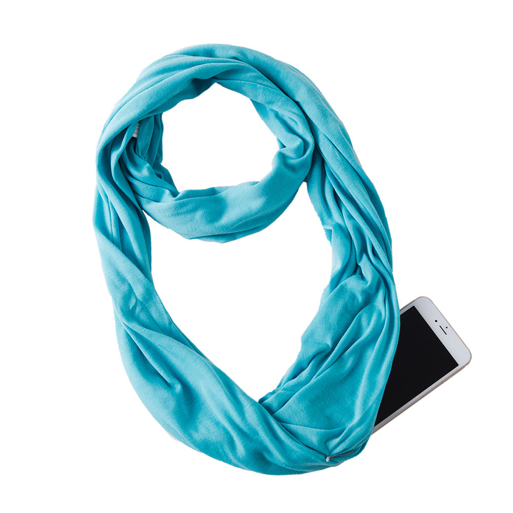 Lightweight Multifunctional Infinity Scarf with Hidden Zipper Pockets