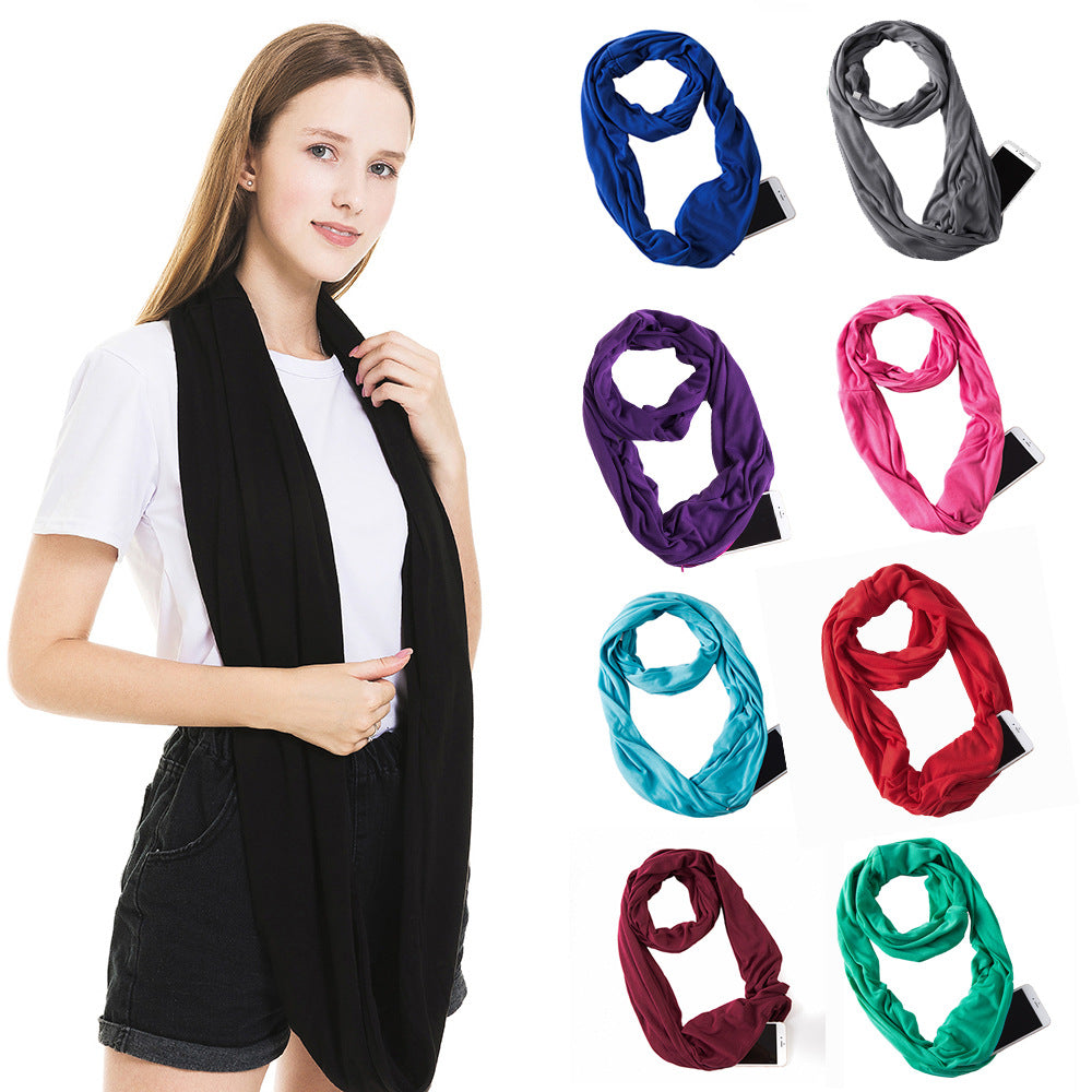 Lightweight Multifunctional Infinity Scarf with Hidden Zipper Pockets