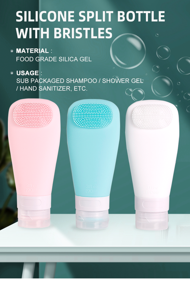 TSA Approved Silicone Travel Bottle Set with Facial Brush (Pack of 4)