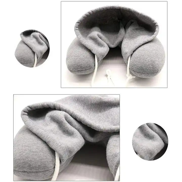 Memory Foam Neck Support Travel Pillow with Hoodie