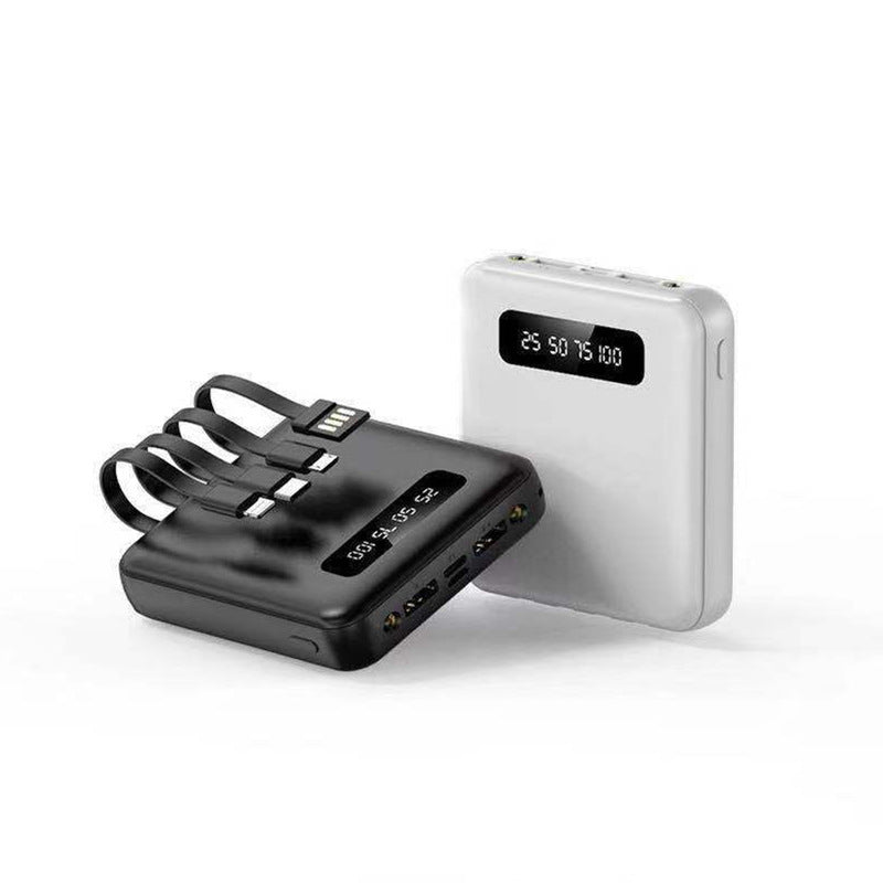 Portable Power Bank with Built-in 4-in-1 Fast Charging Cable