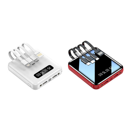 Portable Power Bank with Built-in 4-in-1 Fast Charging Cable